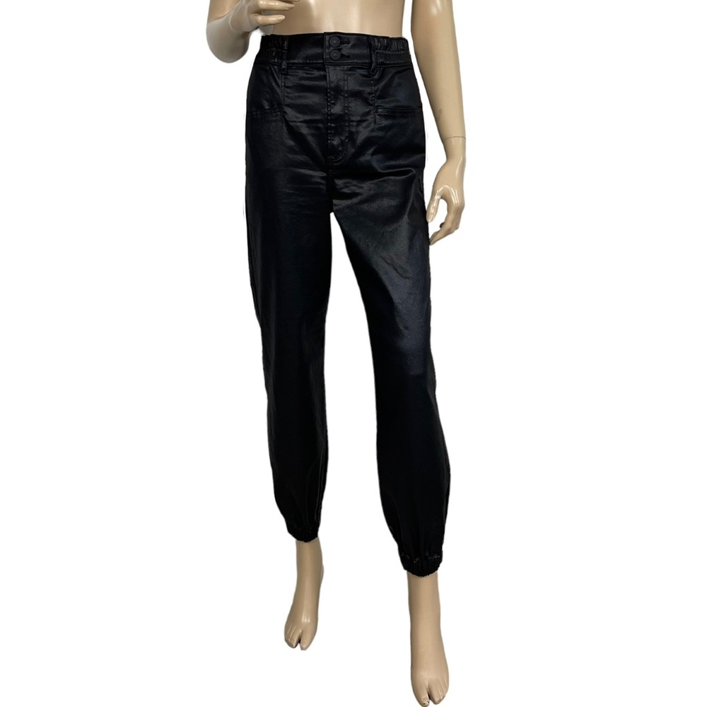 Express Women's Black Faux Leather Joggers Pants 4